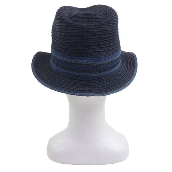 Hermes Raffia Serie Button Medium Fold Hat Straw Hat Navy Blue 58 main image 8
